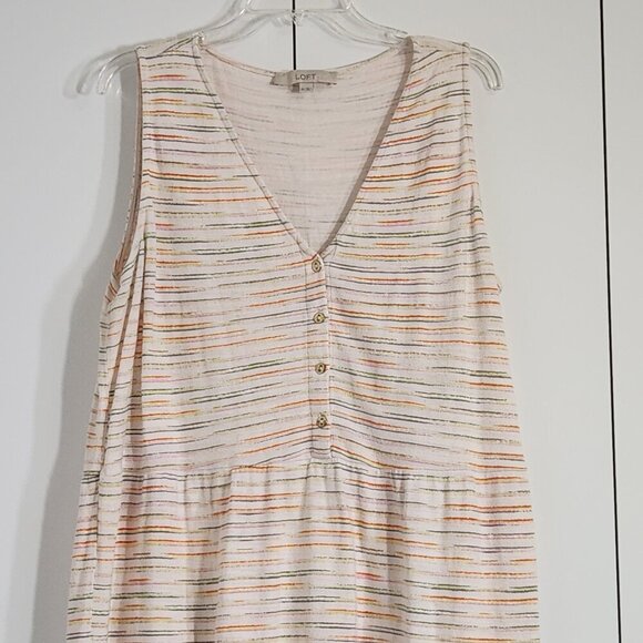 Loft Dress Women's Size XL Multicolor Striped Knit Pullover 100% Cotton - Picture 2 of 5